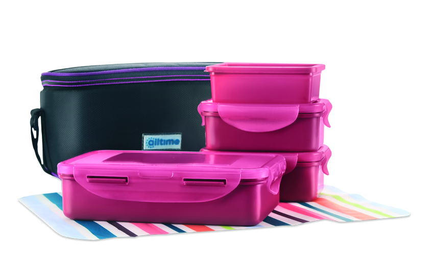 Food Gear 9402 (350H X 2, 800H X 1) (1700 Ml) (Assorted) (4 Pc Set) (18 Set Pk)